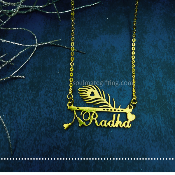 Morpankh Style name Necklace / Mangalsuatar 24kt Gold plated