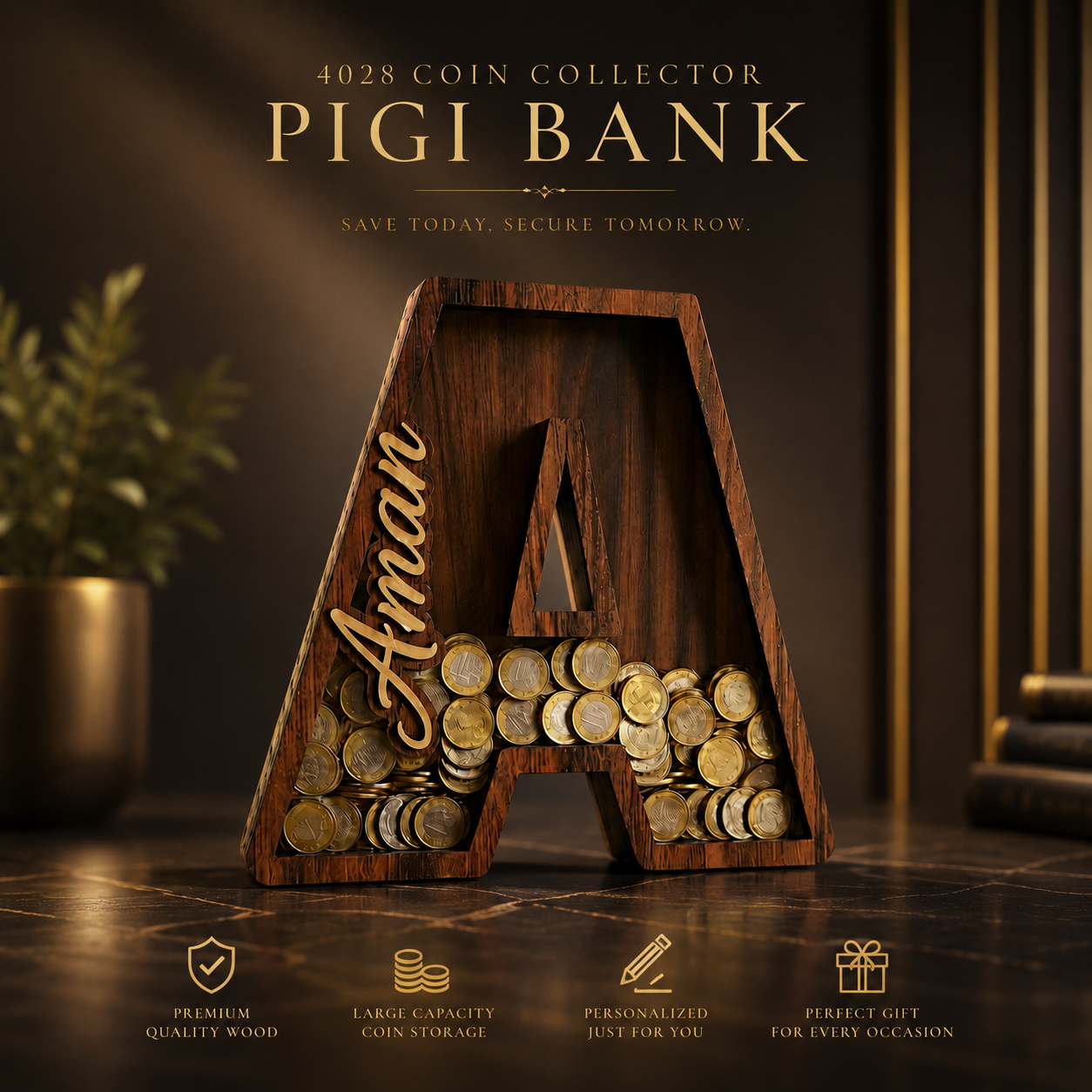 Personlised Coin Collector Piggy bank |Kids Gift | Personlised Gifts (P01)