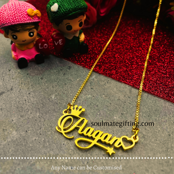 Star Crown personlised name necklace 24kt gold plated with warranty